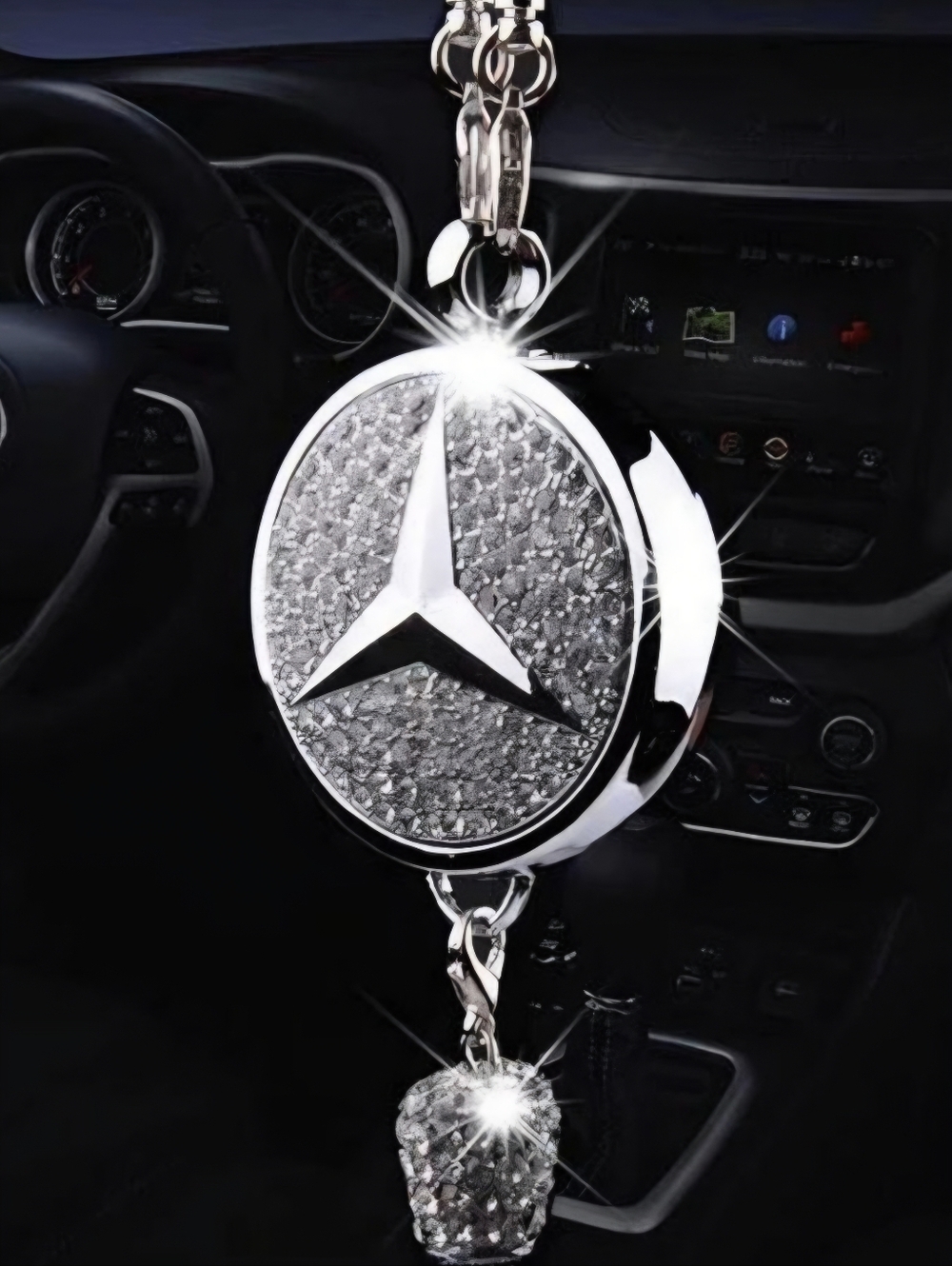 Mercedes-Benz Car Rearview Mirror Embellished Crystal Perfume Pendant * Like New